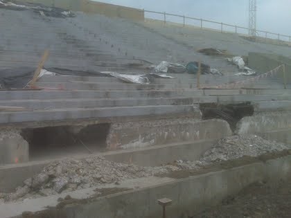 Sharkey Stadium exterior demolition
