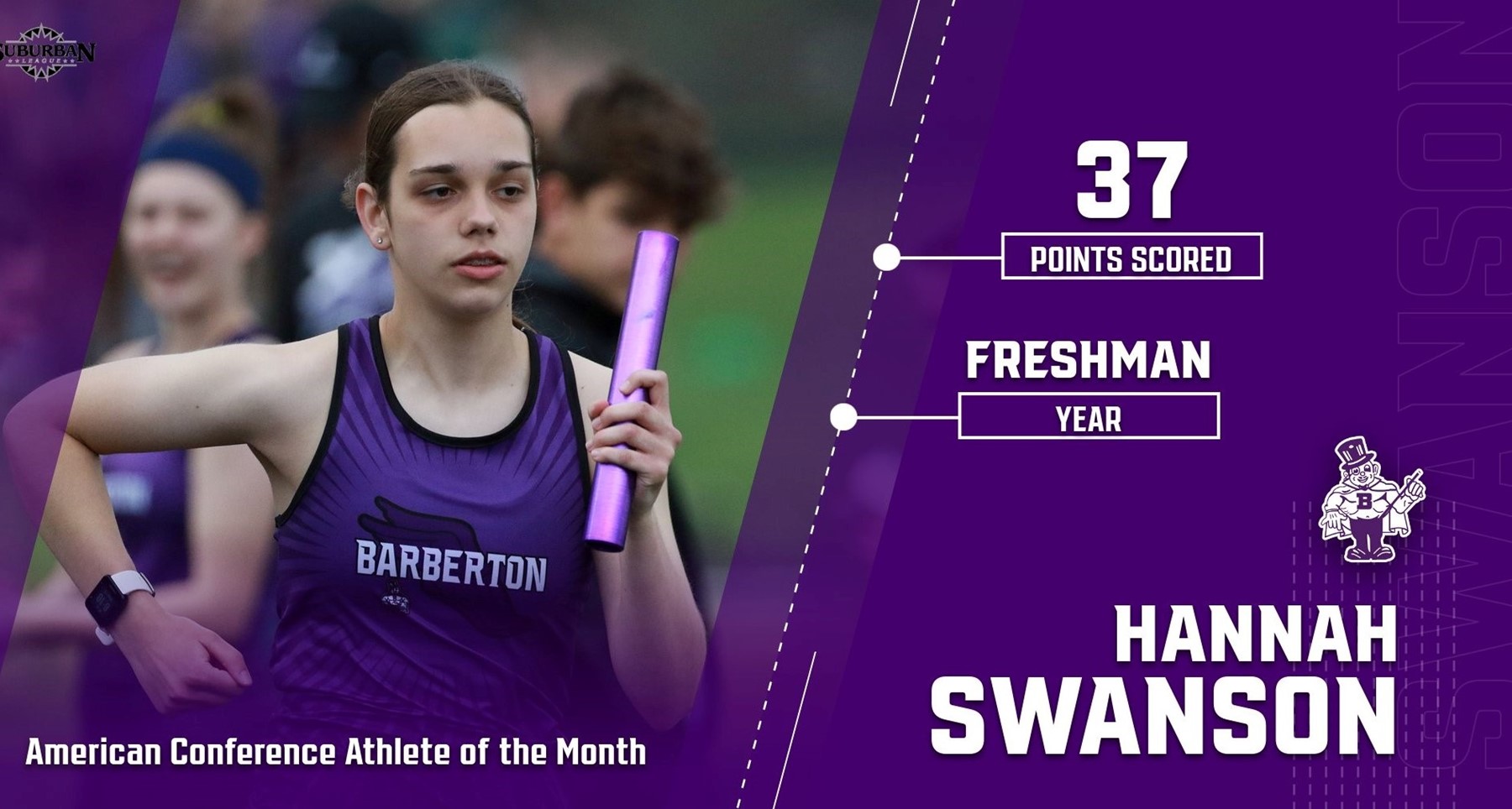 Congrats to BHS Freshman runner Hannah Swanson for being named the American Conference Athlete of the Month!
