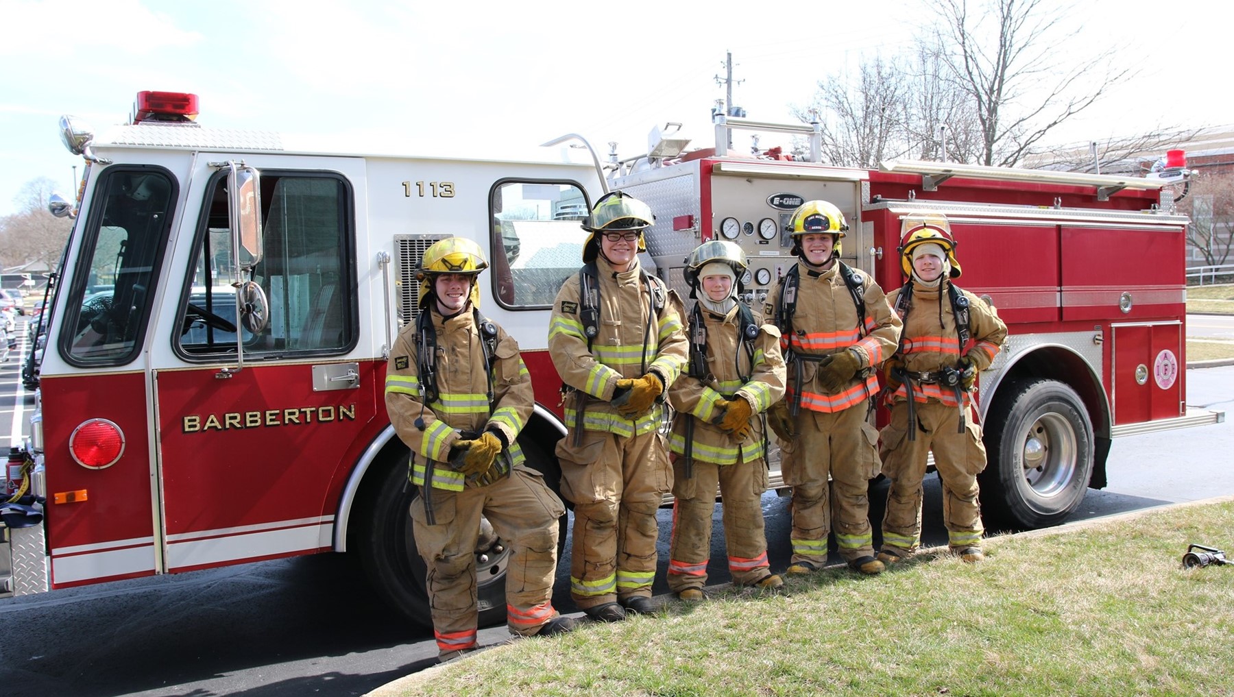 Seniors from the Barberton High School Four Cities Compact Fire/EMT program 