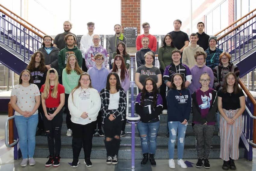 group of students on staircase